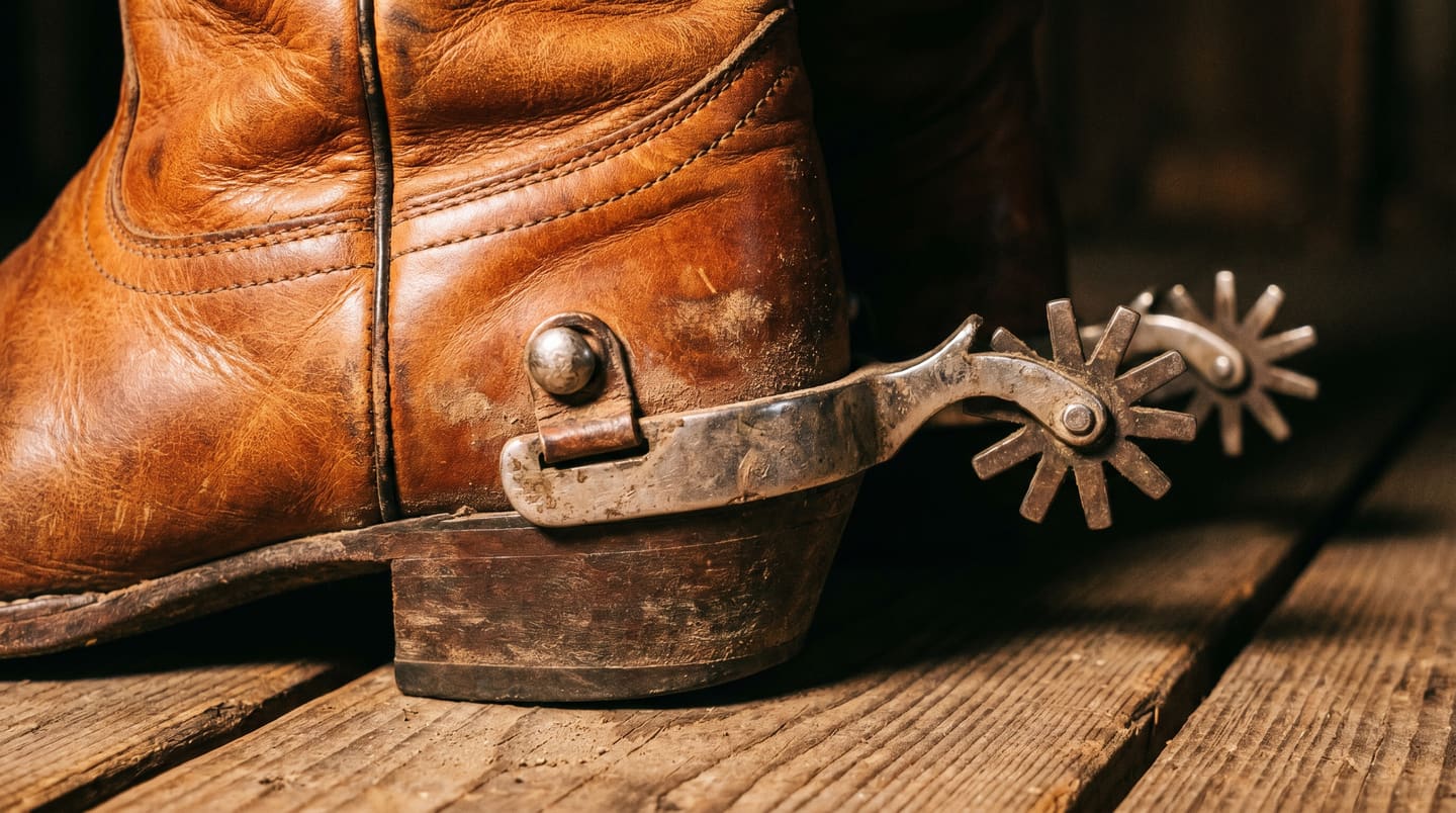 Détail d'une botte de cowboy avec éperon